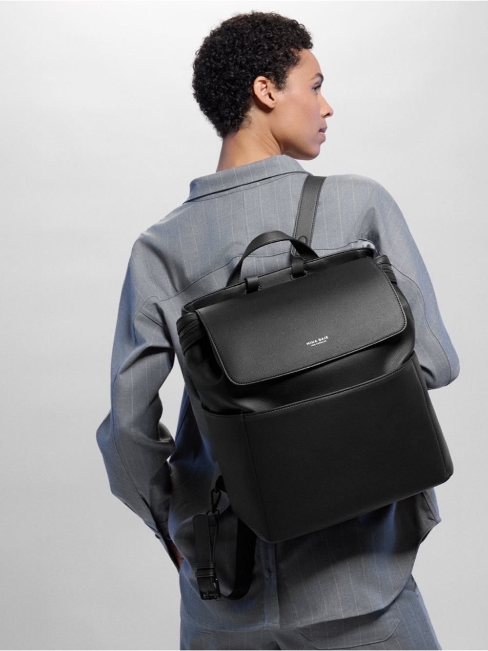 Mina Baie Kinney leather diaper bag and Backpack black sold out online - Picture 3 of 16